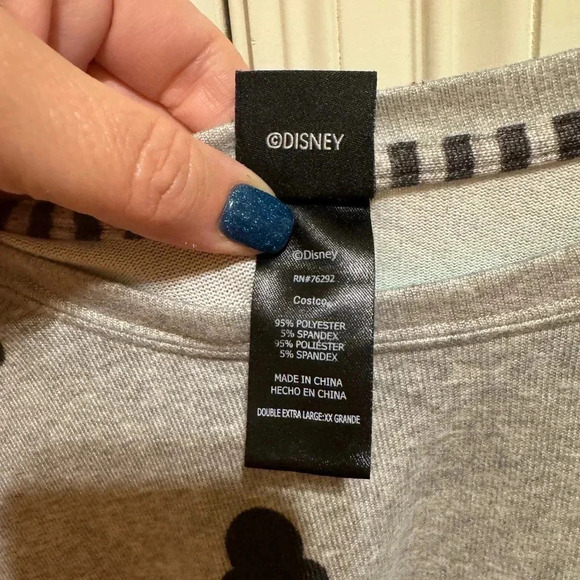 Disney Grey Black Drawstring Waist Mickey Mouse Long Sleeve Top Sz XL - Picture 5 of 7